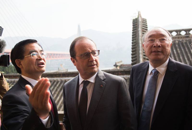 Visite de Fran?ois Hollande dans la station d'épuration de Chongqing Tangjiatuo