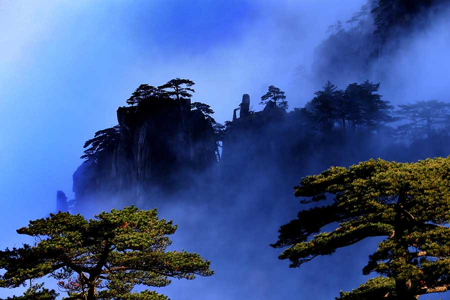 La beauté de Huangshan en début d'hiver