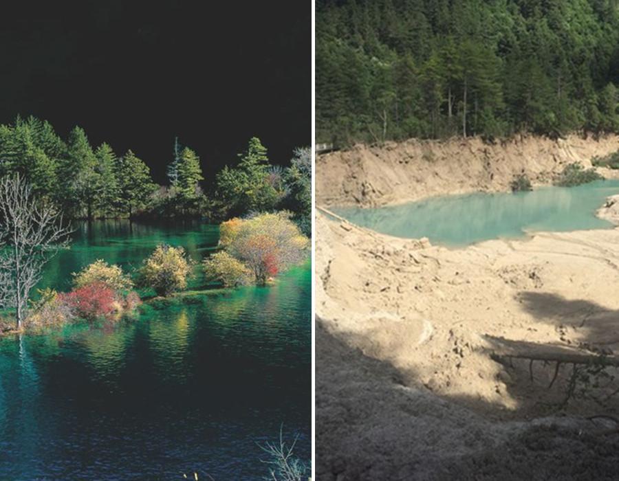 Séisme dans le Sichuan : le lac étincelant de Jiuzhaigou desséché