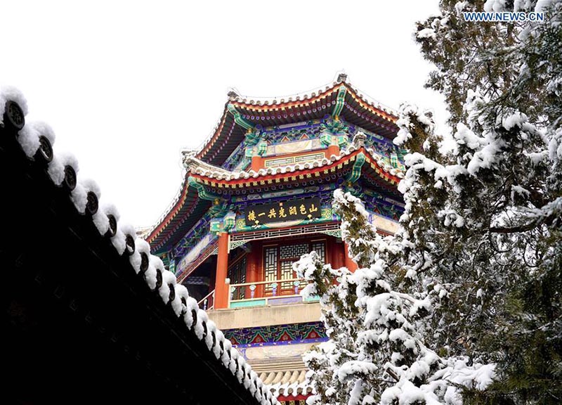 Paysage de neige au Palais d'été à Beijing