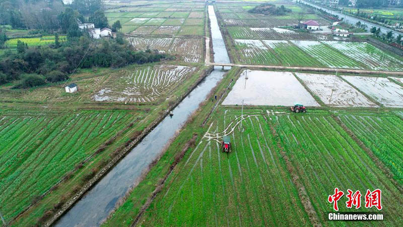 Les travaux agricoles du printemps ont commencé dans le sud de la Chine, des photos aériennes montrent des champs pleins de vie