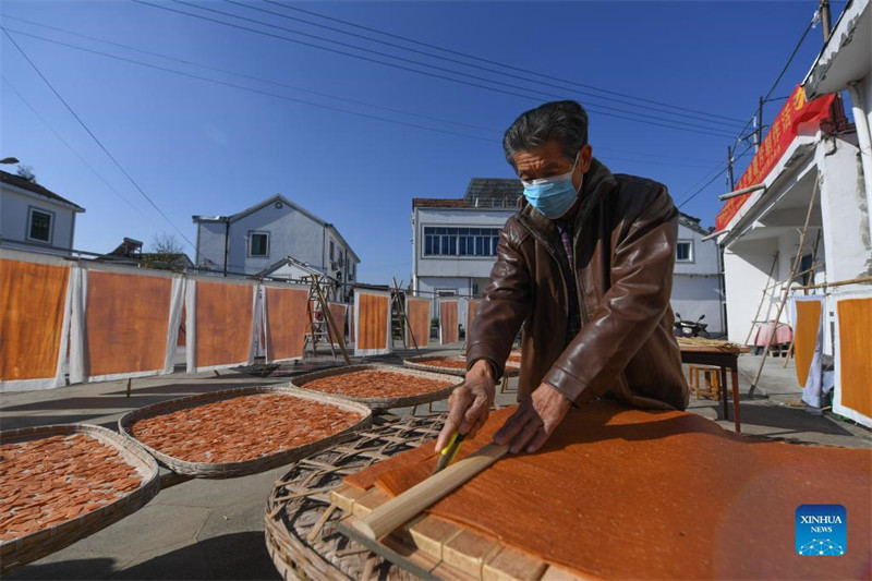 Zhejiang : des villageois préparent des chips de patate douce comme délices d'hiver