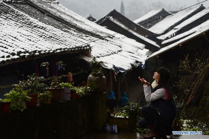 Chine : un bourg ancien enneigé