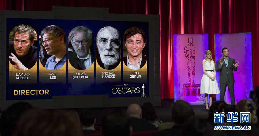 Le 10 janvier, au Samuel Goldwyn Theater à Beverly Hills, l'actrice hollywoodienne Emma Stone et le réalisateur Seth MacFarlane ont annoncé les nominations de la 85e édition des Oscars.