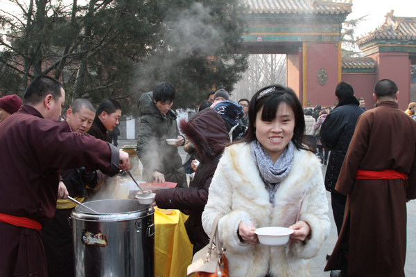 De la bouillie ? Laba ? gratuite au Temple des Lamas de Beijing