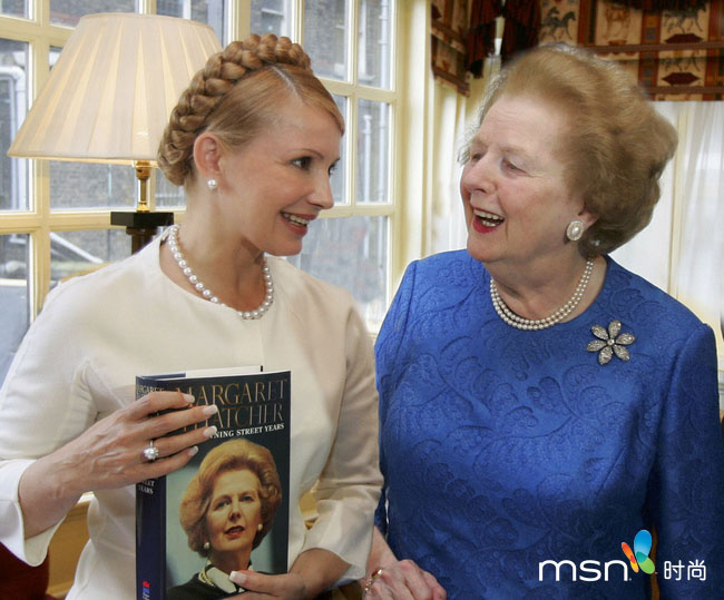 Mme Margaret Thatcher et l'ex-Première ministre ukrainienne Yulia Timoshenko